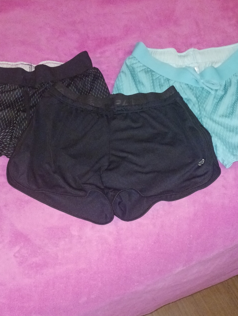 3 Pair LOT - Athletic Shorts - Sz Small - 2 Black, 1 Teal